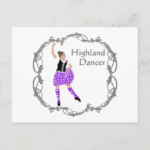 Cartão Postal Dançarina Escocesa de Highland Nó Celta Violeta
