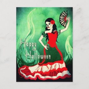 Cartão Postal dançarina espanhola feliz de halloween