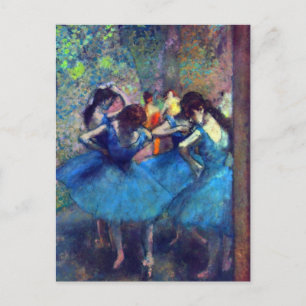 Cartão Postal Dançarinas em Azul por Edgar Degas, Arte de Balé A