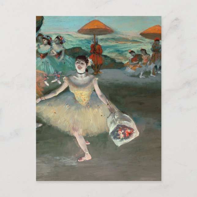 Cartão Postal Dançarino de Edgar Degas | com o buquê, curtseying (Frente)