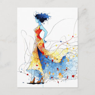 Cartão Postal Dançarino de Flamenco em Aquarela – Alegria em Mov