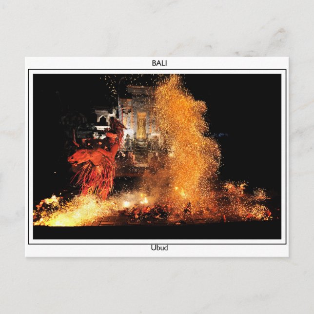 Cartão Postal Dançarino de Fogo Balinês (Frente)