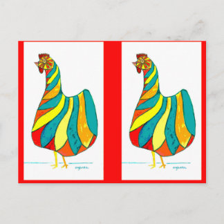 Cartão Postal Dançarino Folk Hen x2