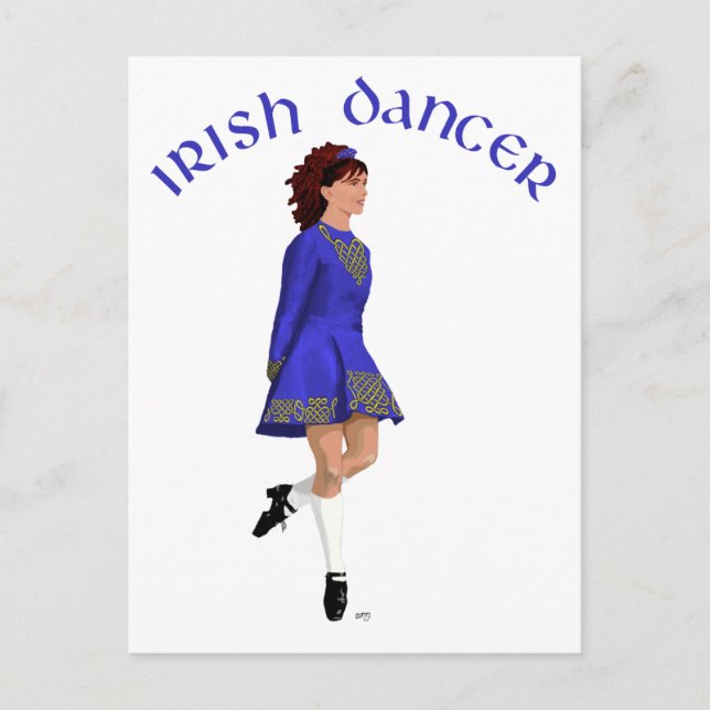 Cartão Postal Dançarino Irlandês - Azul (Frente)