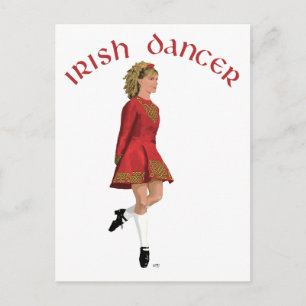 Cartão Postal Dançarino Irlandês de Vermelho