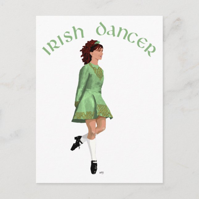 Cartão Postal Dançarino Irlandês - Verde (Frente)