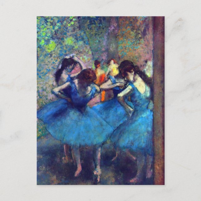 Cartão Postal Dançarinos em azul por Edgar Degas, Arte Balé de V (Frente)