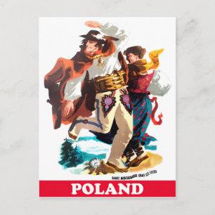 Cartão Postal Dançarinos folclóricos da Polônia, viagem vintage