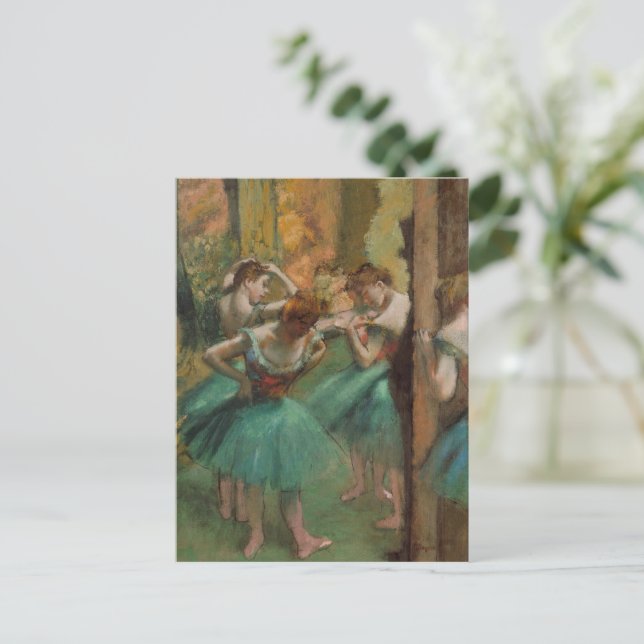 Cartão Postal Dançarinos, rosa e verde Edgar Degas (Em pé/Frente)