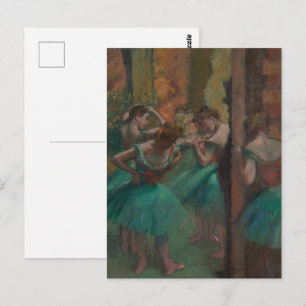 Cartão Postal Dançarinos, rosa e verde por Edgar Degas
