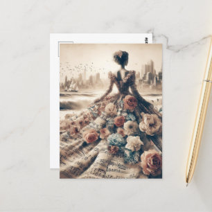 Cartão Postal Dance Woman Music Collage