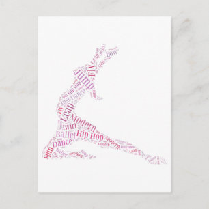 Cartão Postal Dance Word Cloud Pink