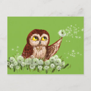 Cartão Postal Dandelion de coruja-branca