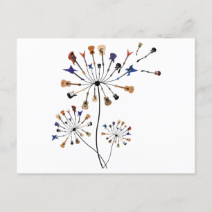 Cartão Postal Dandelion Flowers Music Lover Gift For Guitarlist