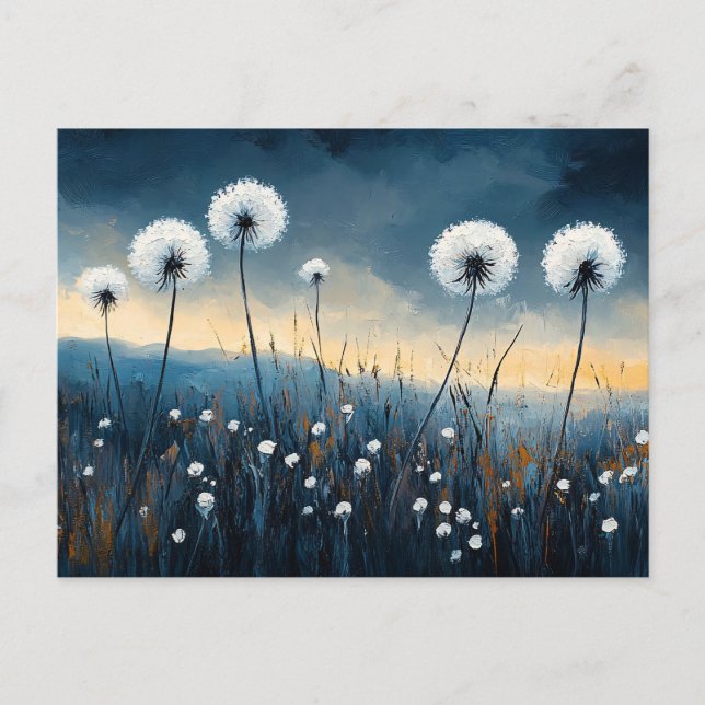 Cartão Postal Dandelion Fluff Dramatic Painting (Frente)