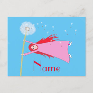 Cartão Postal Dandelion Girl Thunder_Cove de cabelos vermelhos