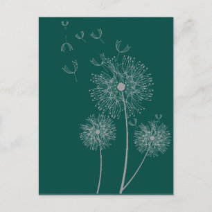 Cartão Postal Dandelion pura arte floral moderna