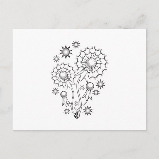 Cartão Postal Dandelion Tattoo Design (Frente)