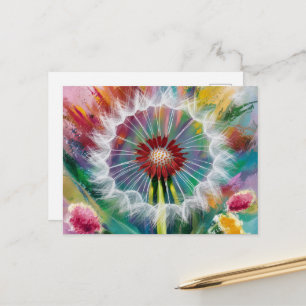 Cartão Postal Dandelion Whimsical Colorido