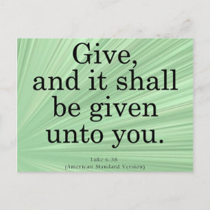 Cartão Postal Dando a Luke 6-38