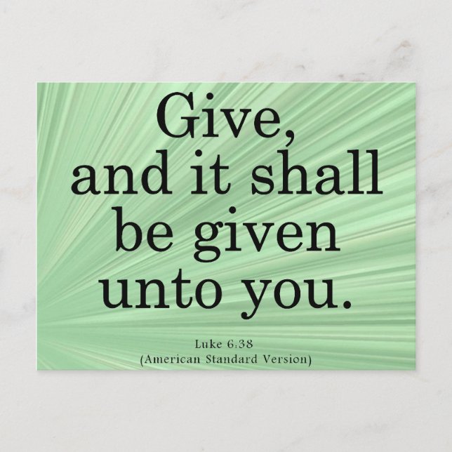 Cartão Postal Dando a Luke 6-38 (Frente)