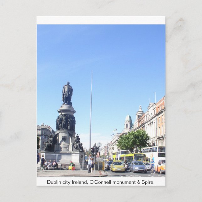Cartão Postal Daniel O'Connell Monument image & Dublin Spire (Frente)