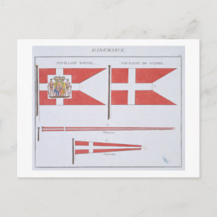 Cartão Postal Danish Flags, de um livro francês de sinalizadores