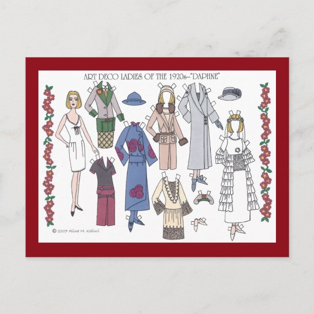 Cartão Postal Daphne, senhora do art deco do 1920 (Frente)