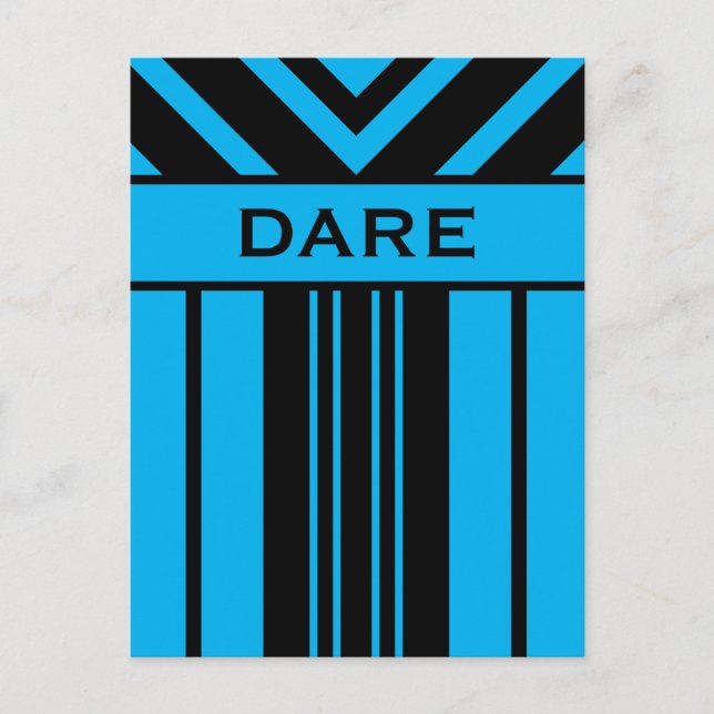 Cartão Postal Dare Vibrant Blue and Black Stripes & Chevrons (Frente)