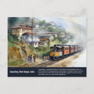 Cartão Postal Darjeeling India Pintura por Aquarela Viagem