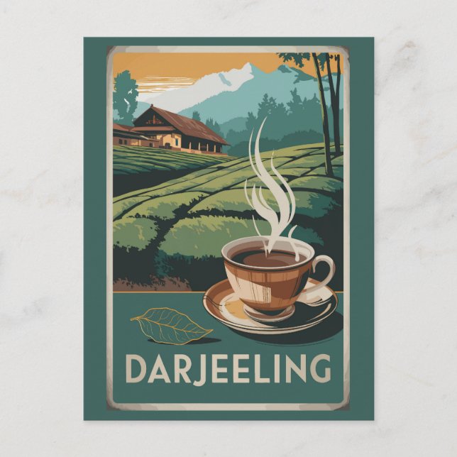Cartão Postal Darjeeling India Tea Viagem Art Vintage (Frente)