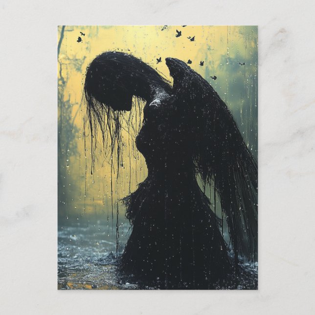 Cartão Postal Dark Angel in Rain Fantasy (Frente)