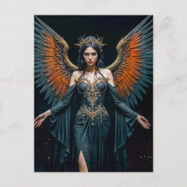 Cartão Postal Dark Angel Queen with Red Wings