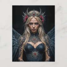 Dark Angel with Crown and Roses