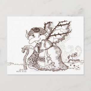 Cartão Postal Dark Faerie Baba Arte Folclórica Ucraniana