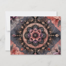 Cartão Postal Dark Romance Burgundy Art Deco Floral Summer