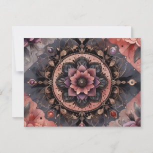 Cartão Postal Dark Romance Burgundy Art Deco Floral Summer