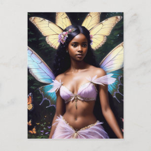 Cartão Postal Dark Skin Fairy Black Girl Fantasy Art Fairycore