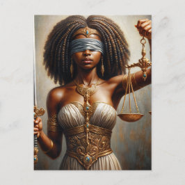 Cartão Postal Dark-Skinned Lady Justice With Scales and Sword