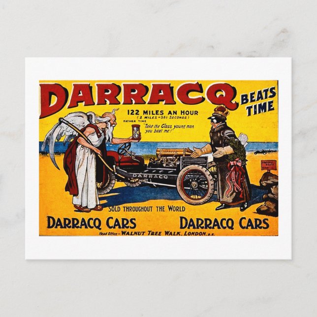 Cartão Postal Darracq - Vintage Auto Advertisement (Frente)