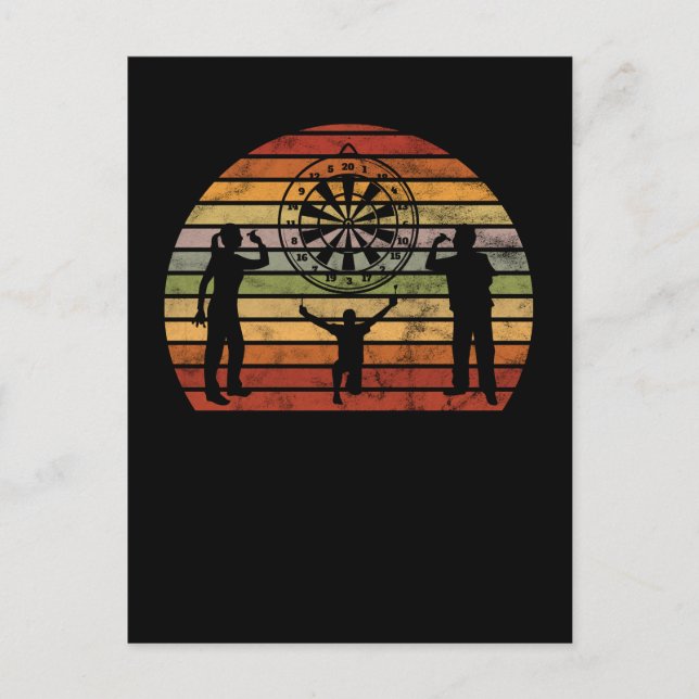 Cartão Postal Dart Dartboard Retro Darts (Frente)