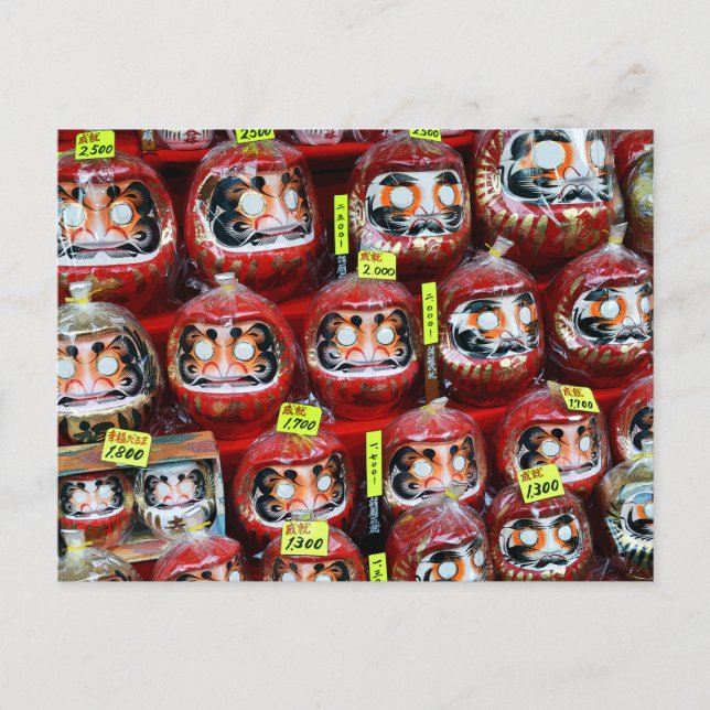 Cartão Postal Daruma Good Luck Dols do Japão (Frente)