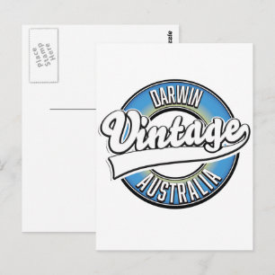 Cartão Postal Darwin Austrália logotipo vintage