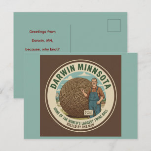 Cartão Postal Darwin, Postcard Souvenir do Twine Ball de Minneso