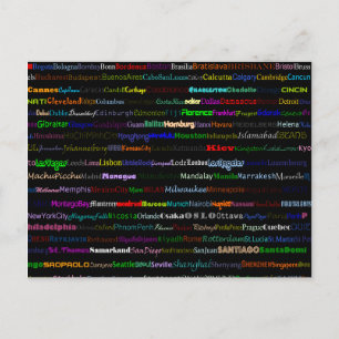 Cartão Postal Das Cidades Do Design de texto Mund