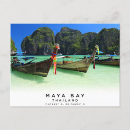 Cartão postal das coordenadas Maya Bay Thailand