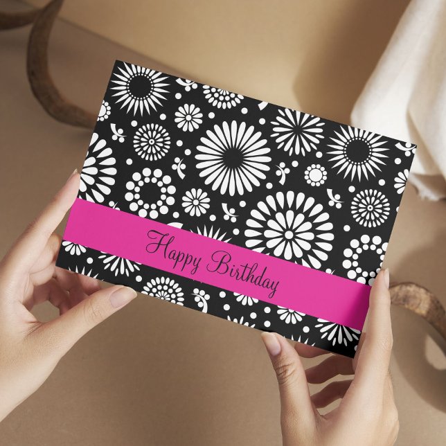 Cartão postal das flores brancas pretas (Criador carregado)