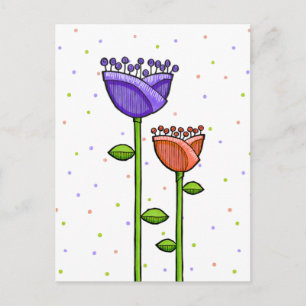 Cartão postal das flores roxas laranja