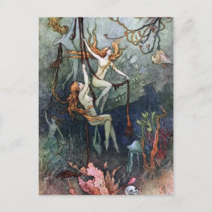 Cartão postal das ninfas da floresta de Vintage