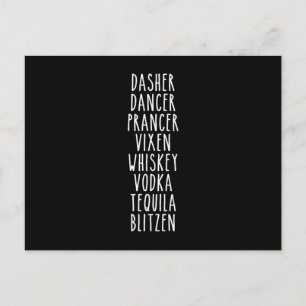 Cartão Postal Dasher Dancer Prancer Vixen Whiskey Vodka Tequila